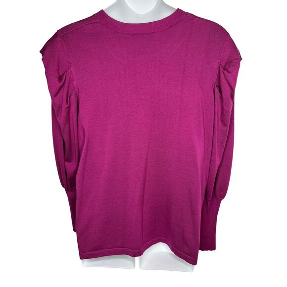 ELOQUII Magenta Puff Sleeves Womens Plus Size 26/28 Long Sleeve Sweater NEW NWT - Picture 15 of 16
